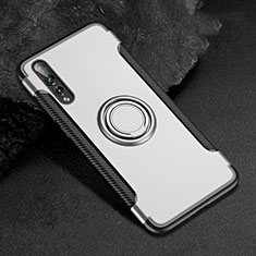 Silikon Hülle Handyhülle und Kunststoff Schutzhülle Tasche mit Fingerring Ständer für Huawei P20 Pro Weiß