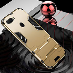 Silikon Hülle Handyhülle und Kunststoff Schutzhülle Tasche mit Fingerring Ständer für Oppo AX7 Gold