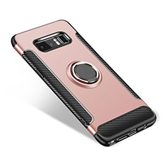 Silikon Hülle Handyhülle und Kunststoff Schutzhülle Tasche mit Fingerring Ständer für Samsung Galaxy Note 8 Rosegold