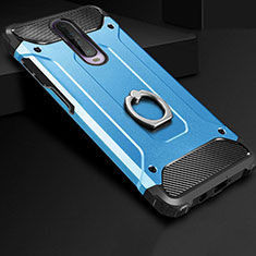 Silikon Hülle Handyhülle und Kunststoff Schutzhülle Tasche mit Fingerring Ständer für Xiaomi Redmi K30i 5G Hellblau