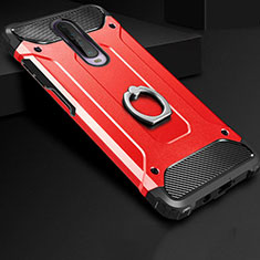 Silikon Hülle Handyhülle und Kunststoff Schutzhülle Tasche mit Fingerring Ständer für Xiaomi Redmi K30i 5G Rot