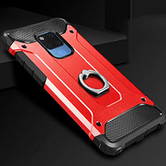 Silikon Hülle Handyhülle und Kunststoff Schutzhülle Tasche mit Fingerring Ständer H01 für Huawei Mate 20 X 5G Rot