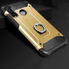 Silikon Hülle Handyhülle und Kunststoff Schutzhülle Tasche mit Fingerring Ständer H01 für Huawei P30 Lite New Edition Gold