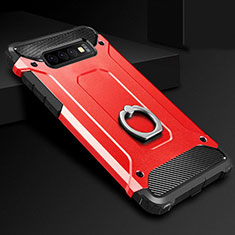 Silikon Hülle Handyhülle und Kunststoff Schutzhülle Tasche mit Fingerring Ständer H01 für Samsung Galaxy S10 Rot