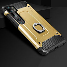 Silikon Hülle Handyhülle und Kunststoff Schutzhülle Tasche mit Fingerring Ständer H01 für Xiaomi Mi Note 10 Pro Gold
