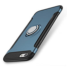 Silikon Hülle Handyhülle und Kunststoff Schutzhülle Tasche mit Fingerring Ständer S01 für Apple iPhone 7 Blau