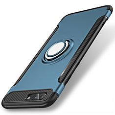 Silikon Hülle Handyhülle und Kunststoff Schutzhülle Tasche mit Fingerring Ständer S01 für Apple iPhone 8 Plus Blau