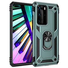 Silikon Hülle Handyhülle und Kunststoff Schutzhülle Tasche mit Magnetisch Fingerring Ständer C01 für Huawei P40 Pro Grün