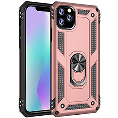 Silikon Hülle Handyhülle und Kunststoff Schutzhülle Tasche mit Magnetisch Fingerring Ständer für Apple iPhone 11 Pro Max Rosegold