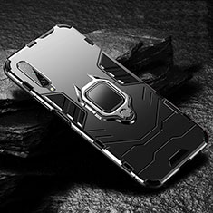 Silikon Hülle Handyhülle und Kunststoff Schutzhülle Tasche mit Magnetisch Fingerring Ständer für Huawei Honor 9X Pro Schwarz