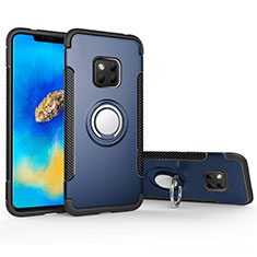 Silikon Hülle Handyhülle und Kunststoff Schutzhülle Tasche mit Magnetisch Fingerring Ständer für Huawei Mate 20 Pro Blau