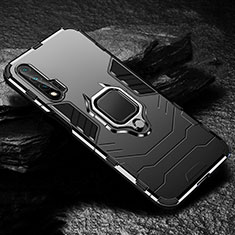Silikon Hülle Handyhülle und Kunststoff Schutzhülle Tasche mit Magnetisch Fingerring Ständer für Huawei Nova 6 5G Schwarz