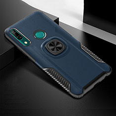 Silikon Hülle Handyhülle und Kunststoff Schutzhülle Tasche mit Magnetisch Fingerring Ständer für Huawei P Smart Z Blau
