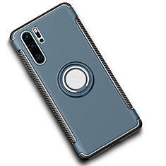 Silikon Hülle Handyhülle und Kunststoff Schutzhülle Tasche mit Magnetisch Fingerring Ständer für Huawei P30 Pro Cyan