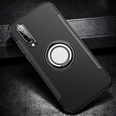 Silikon Hülle Handyhülle und Kunststoff Schutzhülle Tasche mit Magnetisch Fingerring Ständer für Xiaomi Mi 9 Pro 5G Schwarz