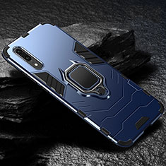 Silikon Hülle Handyhülle und Kunststoff Schutzhülle Tasche mit Magnetisch Fingerring Ständer R01 für Huawei P20 Blau