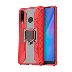Silikon Hülle Handyhülle und Kunststoff Schutzhülle Tasche mit Magnetisch Fingerring Ständer R01 für Huawei P30 Lite New Edition Rot