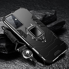 Silikon Hülle Handyhülle und Kunststoff Schutzhülle Tasche mit Magnetisch Fingerring Ständer R01 für Oppo F21 Pro 5G Schwarz