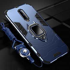 Silikon Hülle Handyhülle und Kunststoff Schutzhülle Tasche mit Magnetisch Fingerring Ständer R01 für Oppo R17 Pro Blau