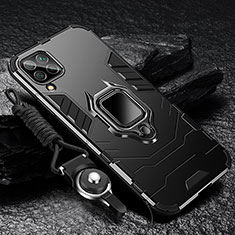 Silikon Hülle Handyhülle und Kunststoff Schutzhülle Tasche mit Magnetisch Fingerring Ständer R01 für Samsung Galaxy A12 5G Schwarz
