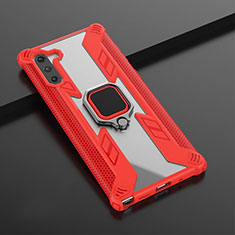 Silikon Hülle Handyhülle und Kunststoff Schutzhülle Tasche mit Magnetisch Fingerring Ständer R01 für Samsung Galaxy Note 10 Rot