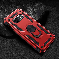 Silikon Hülle Handyhülle und Kunststoff Schutzhülle Tasche mit Magnetisch Fingerring Ständer R01 für Samsung Galaxy S10e Rot