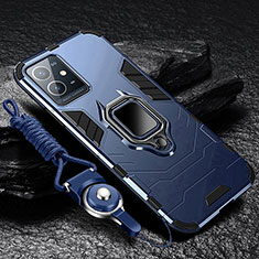 Silikon Hülle Handyhülle und Kunststoff Schutzhülle Tasche mit Magnetisch Fingerring Ständer R01 für Vivo Y55s 5G Blau