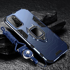 Silikon Hülle Handyhülle und Kunststoff Schutzhülle Tasche mit Magnetisch Fingerring Ständer R01 für Xiaomi Mi 11i 5G Blau