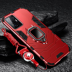 Silikon Hülle Handyhülle und Kunststoff Schutzhülle Tasche mit Magnetisch Fingerring Ständer R01 für Xiaomi Mi 11T 5G Rot