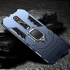 Silikon Hülle Handyhülle und Kunststoff Schutzhülle Tasche mit Magnetisch Fingerring Ständer R01 für Xiaomi Mi 9T Pro Blau