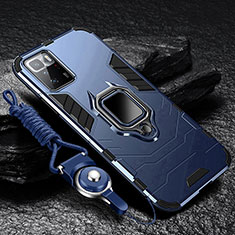 Silikon Hülle Handyhülle und Kunststoff Schutzhülle Tasche mit Magnetisch Fingerring Ständer R01 für Xiaomi Poco X3 GT 5G Blau