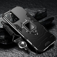 Silikon Hülle Handyhülle und Kunststoff Schutzhülle Tasche mit Magnetisch Fingerring Ständer R01 für Xiaomi Poco X5 Pro 5G Schwarz