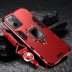 Silikon Hülle Handyhülle und Kunststoff Schutzhülle Tasche mit Magnetisch Fingerring Ständer R01 für Xiaomi Redmi 10 5G Rot