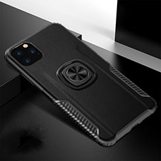 Silikon Hülle Handyhülle und Kunststoff Schutzhülle Tasche mit Magnetisch Fingerring Ständer R02 für Apple iPhone 11 Pro Schwarz