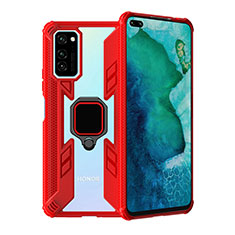 Silikon Hülle Handyhülle und Kunststoff Schutzhülle Tasche mit Magnetisch Fingerring Ständer R02 für Huawei Honor V30 Pro 5G Rot