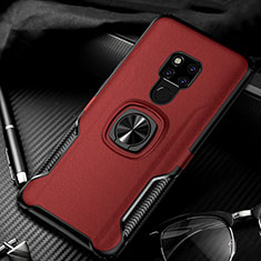 Silikon Hülle Handyhülle und Kunststoff Schutzhülle Tasche mit Magnetisch Fingerring Ständer R02 für Huawei Mate 20 X 5G Rot