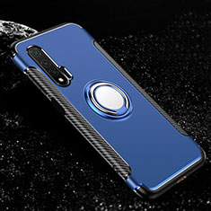 Silikon Hülle Handyhülle und Kunststoff Schutzhülle Tasche mit Magnetisch Fingerring Ständer R02 für Huawei Nova 6 5G Blau