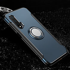 Silikon Hülle Handyhülle und Kunststoff Schutzhülle Tasche mit Magnetisch Fingerring Ständer R02 für Huawei Nova 6 5G Cyan