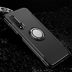 Silikon Hülle Handyhülle und Kunststoff Schutzhülle Tasche mit Magnetisch Fingerring Ständer R02 für Huawei Nova 6 5G Schwarz