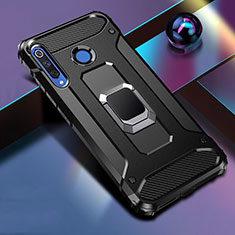 Silikon Hülle Handyhülle und Kunststoff Schutzhülle Tasche mit Magnetisch Fingerring Ständer R02 für Huawei P30 Lite New Edition Schwarz