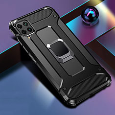 Silikon Hülle Handyhülle und Kunststoff Schutzhülle Tasche mit Magnetisch Fingerring Ständer R02 für Huawei P40 Lite Schwarz
