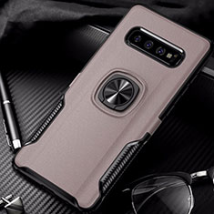 Silikon Hülle Handyhülle und Kunststoff Schutzhülle Tasche mit Magnetisch Fingerring Ständer R02 für Samsung Galaxy S10 Rosegold