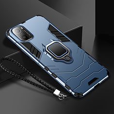 Silikon Hülle Handyhülle und Kunststoff Schutzhülle Tasche mit Magnetisch Fingerring Ständer R02 für Xiaomi Poco F3 5G Blau