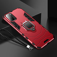 Silikon Hülle Handyhülle und Kunststoff Schutzhülle Tasche mit Magnetisch Fingerring Ständer R02 für Xiaomi Poco F3 5G Rot