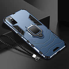 Silikon Hülle Handyhülle und Kunststoff Schutzhülle Tasche mit Magnetisch Fingerring Ständer R02 für Xiaomi Redmi 10 4G Blau