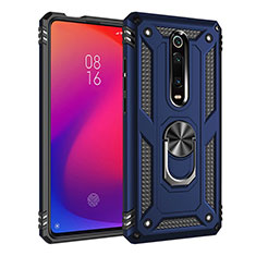 Silikon Hülle Handyhülle und Kunststoff Schutzhülle Tasche mit Magnetisch Fingerring Ständer R02 für Xiaomi Redmi K20 Pro Blau