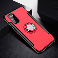 Silikon Hülle Handyhülle und Kunststoff Schutzhülle Tasche mit Magnetisch Fingerring Ständer R03 für Huawei Honor View 30 5G Rot