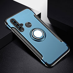 Silikon Hülle Handyhülle und Kunststoff Schutzhülle Tasche mit Magnetisch Fingerring Ständer R03 für Huawei Nova 5i Blau