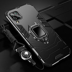 Silikon Hülle Handyhülle und Kunststoff Schutzhülle Tasche mit Magnetisch Fingerring Ständer R03 für Huawei Nova 6 SE Schwarz
