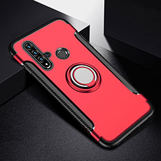 Silikon Hülle Handyhülle und Kunststoff Schutzhülle Tasche mit Magnetisch Fingerring Ständer R03 für Huawei P20 Lite (2019) Rot